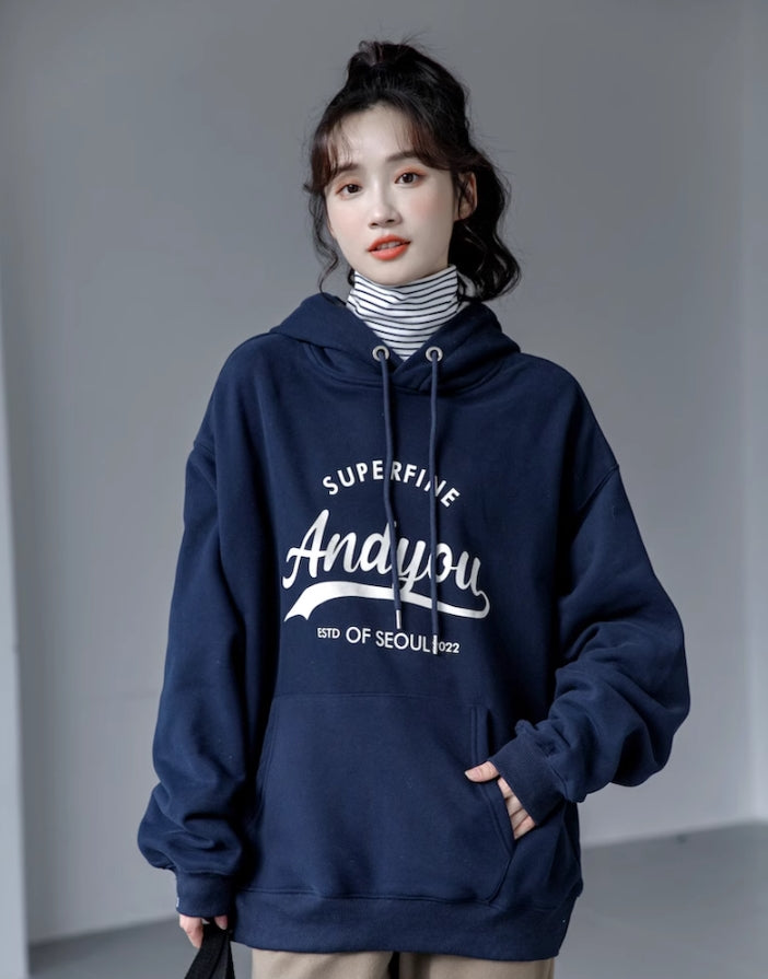 White Super Fine Print Oversized Hoodie