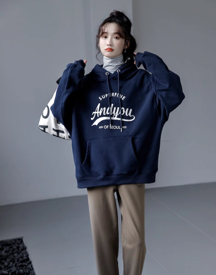 White Super Fine Print Oversized Hoodie