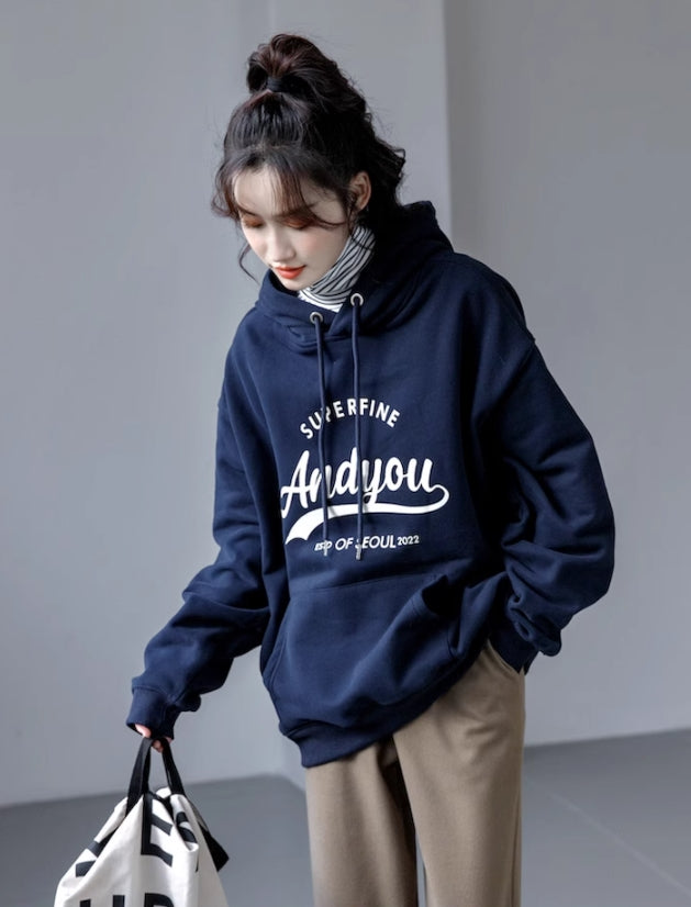 White Super Fine Print Oversized Hoodie