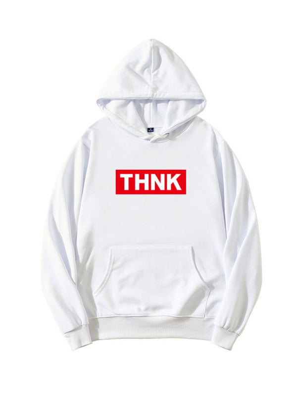 White THNK Printed Hoodie