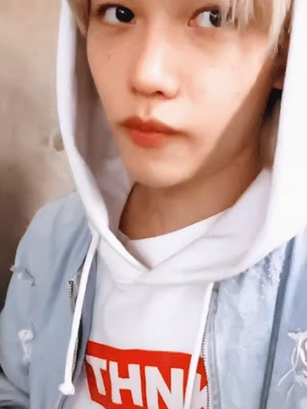 White THNK Printed Hoodie