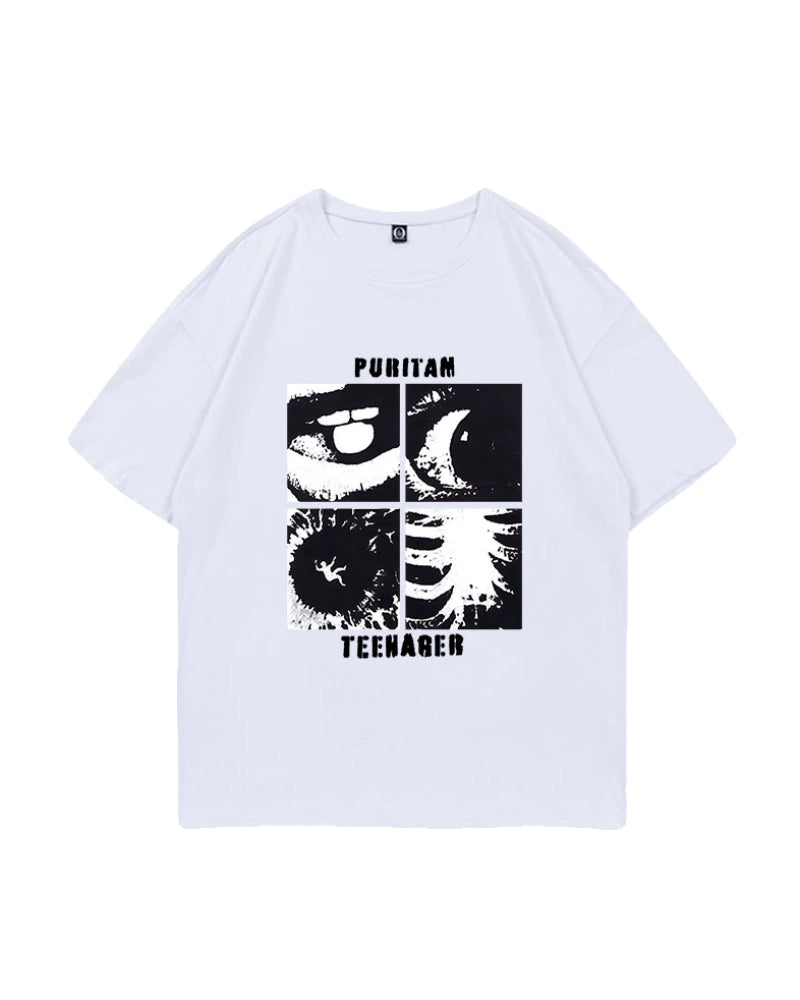 White 'Teenager' Crewneck T-Shirt