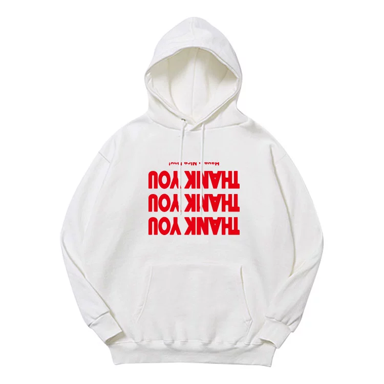White Thank You Hoodie