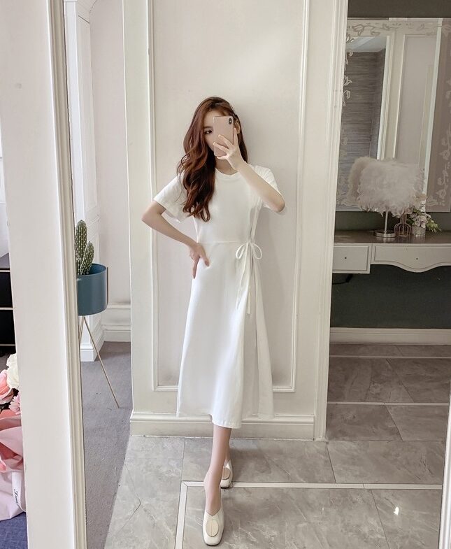 White Tie-Waist Clean Girl Dress