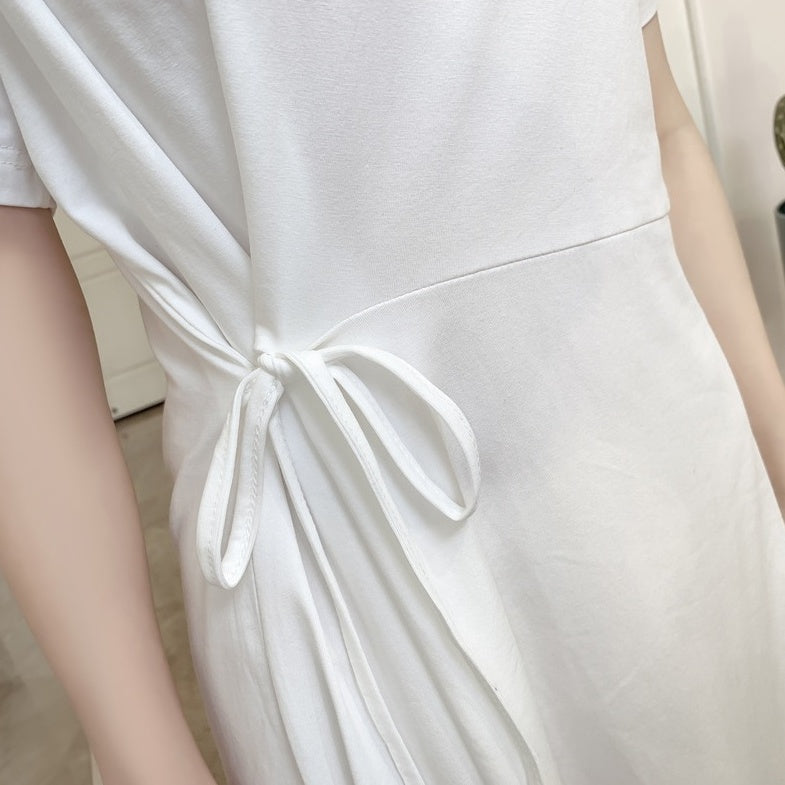 White Tie-Waist Clean Girl Dress