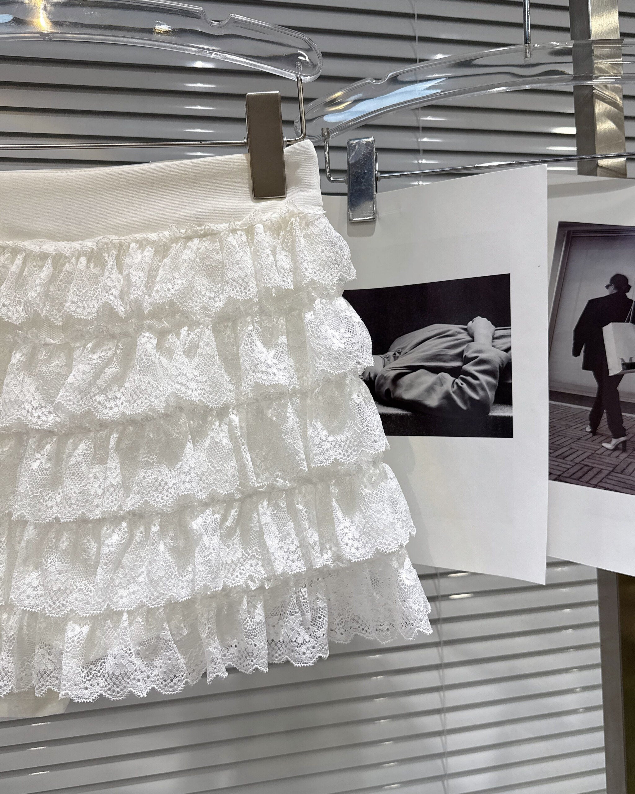 White Tiered Lace Mini Skirt
