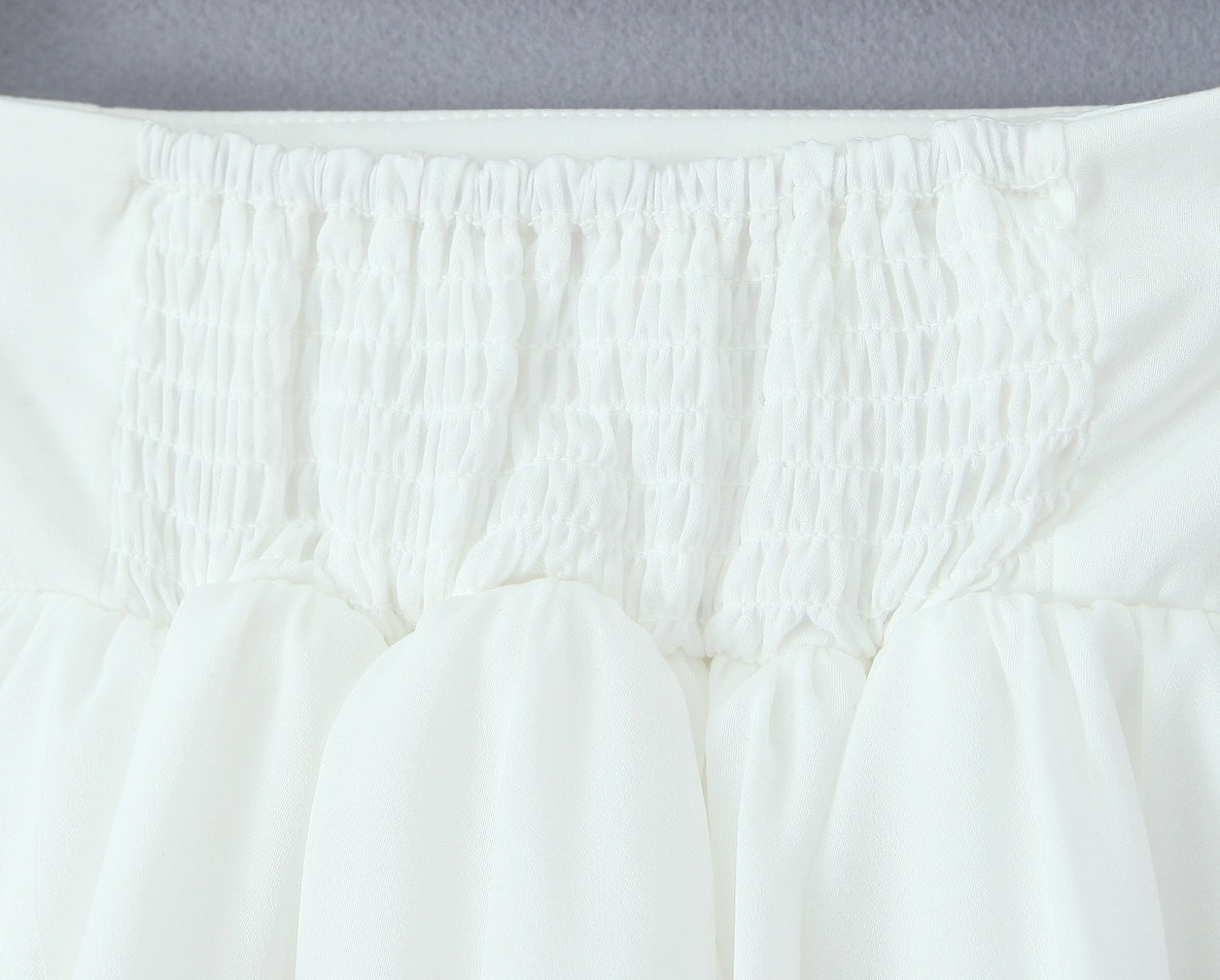 White  Tiered Mesh Skirt