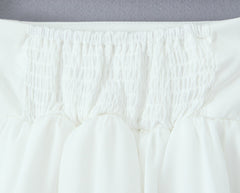 White  Tiered Mesh Skirt
