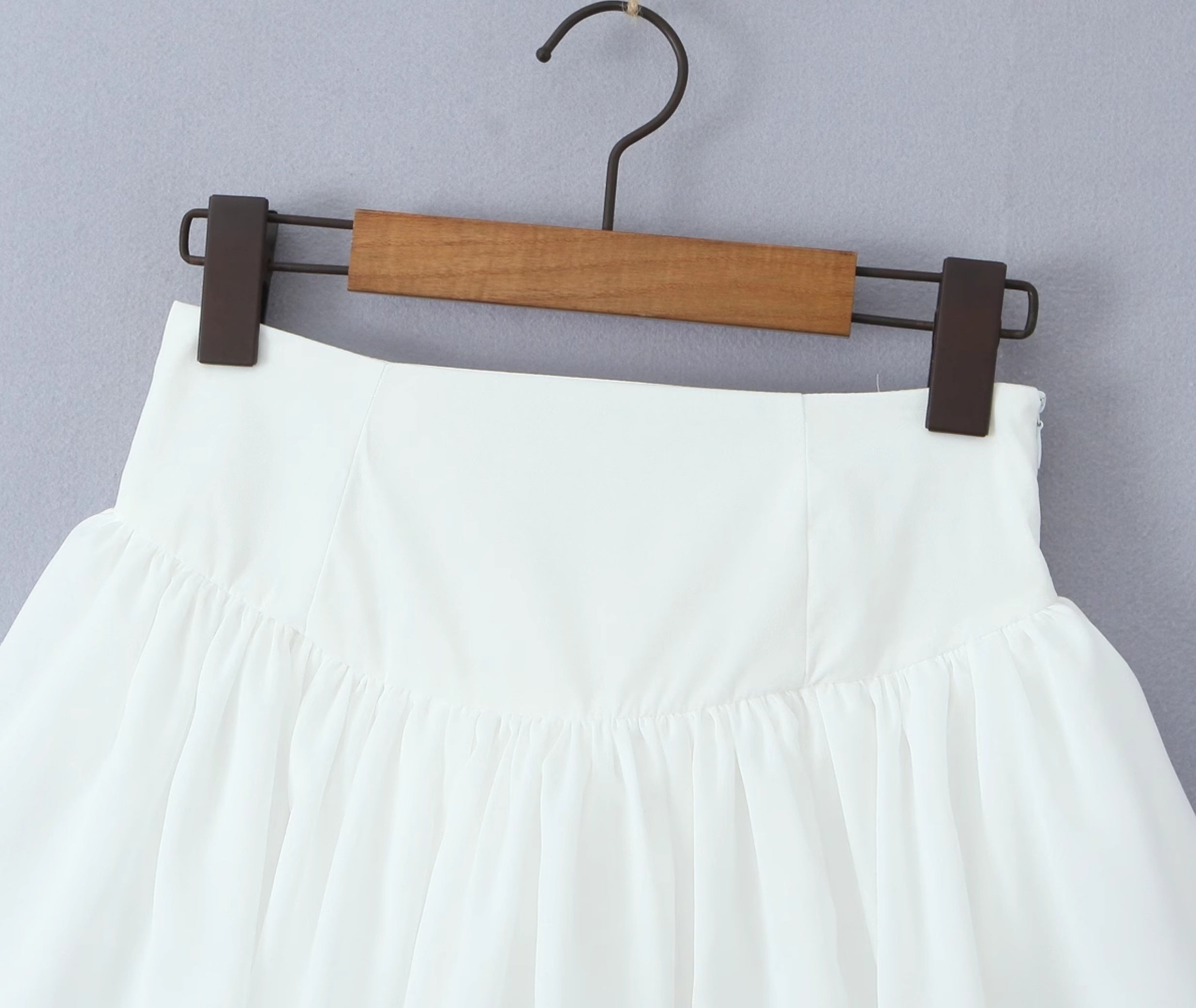 White  Tiered Mesh Skirt