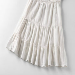 White Tiered Pleated Sling Dress