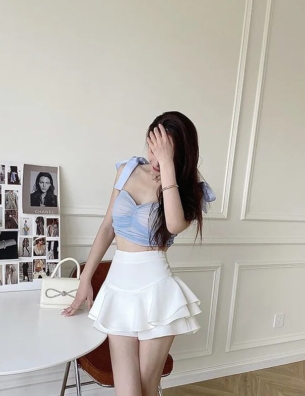 White Tiered Ruffle Mini Skirt