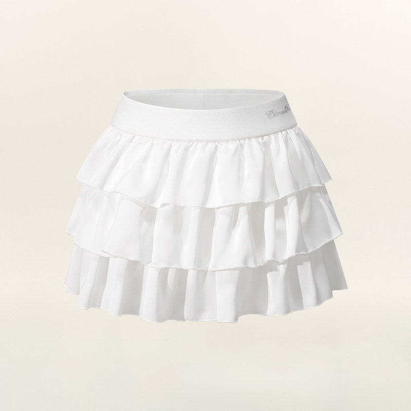 White Tiered Ruffle Mini Skirt