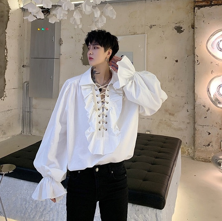 White Vintage Ruffled Blouse