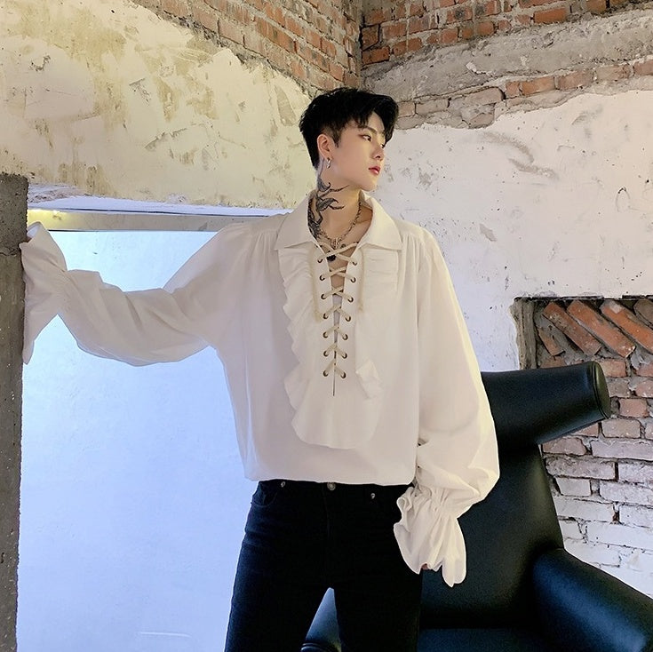 White Vintage Ruffled Blouse