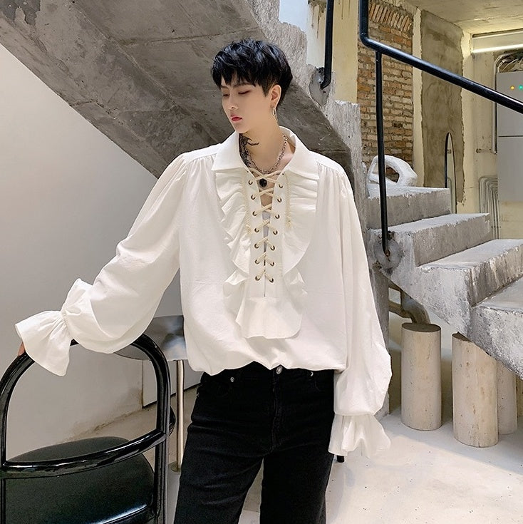 White Vintage Ruffled Blouse