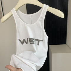 White WET Print Tank Top