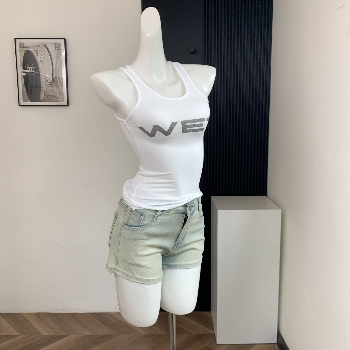 White WET Print Tank Top