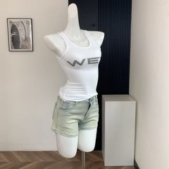 White WET Print Tank Top