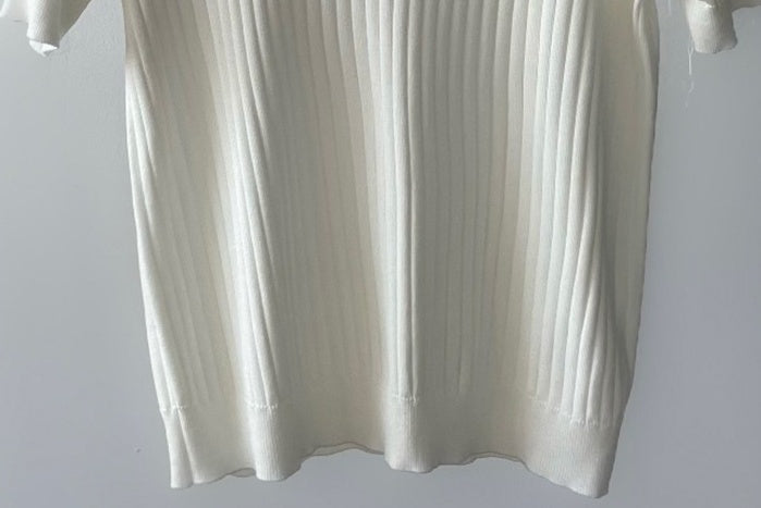 White Wide Ribbed Polo Shirt
