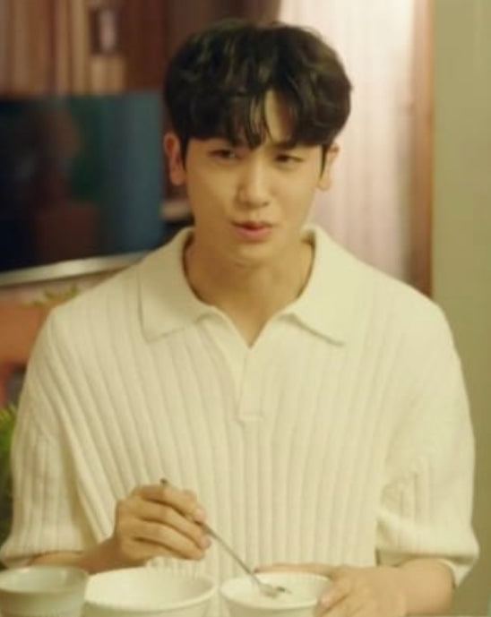 White Wide Ribbed Polo Shirt