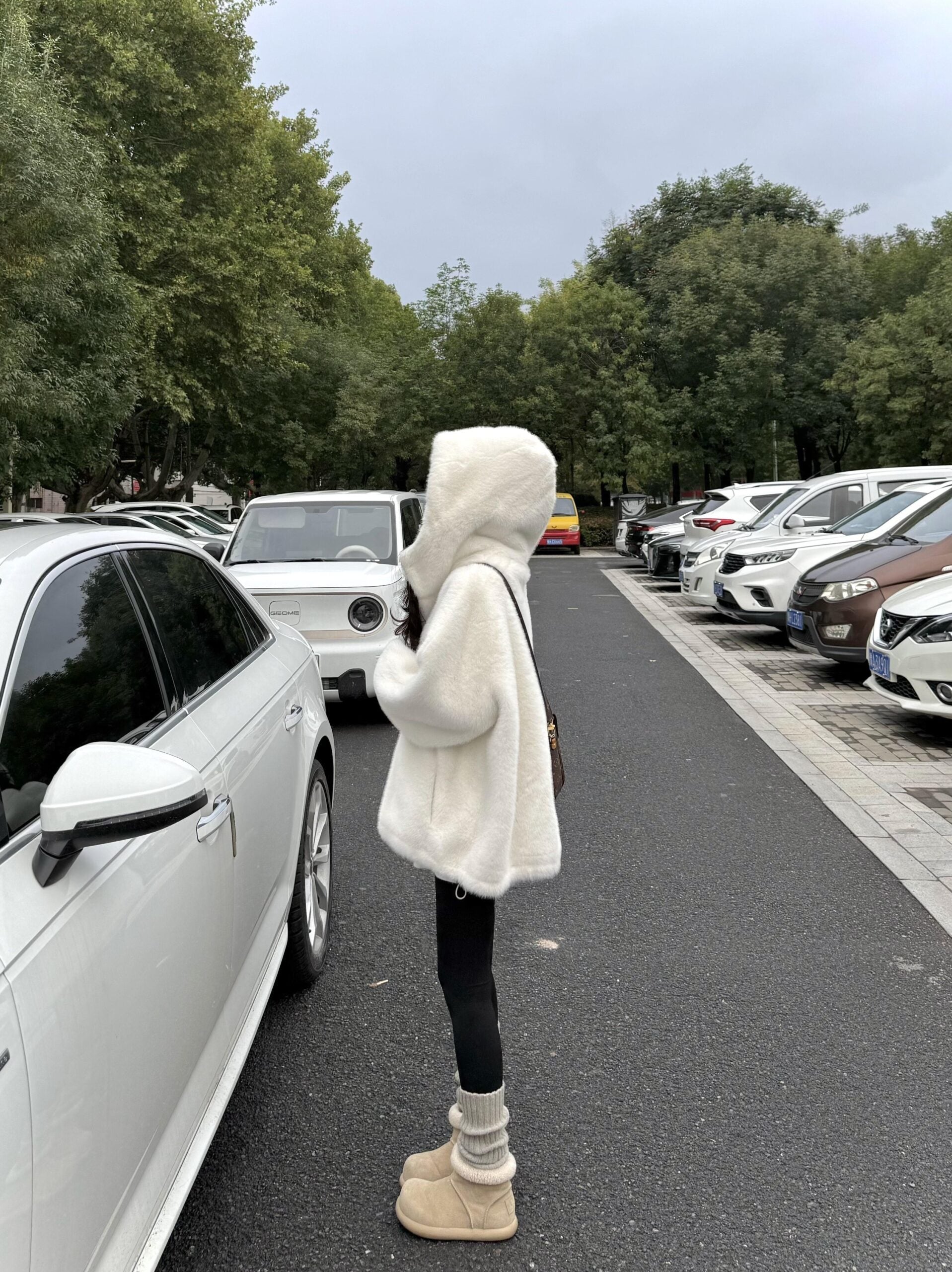 White Winter Plush Hooded Jacket