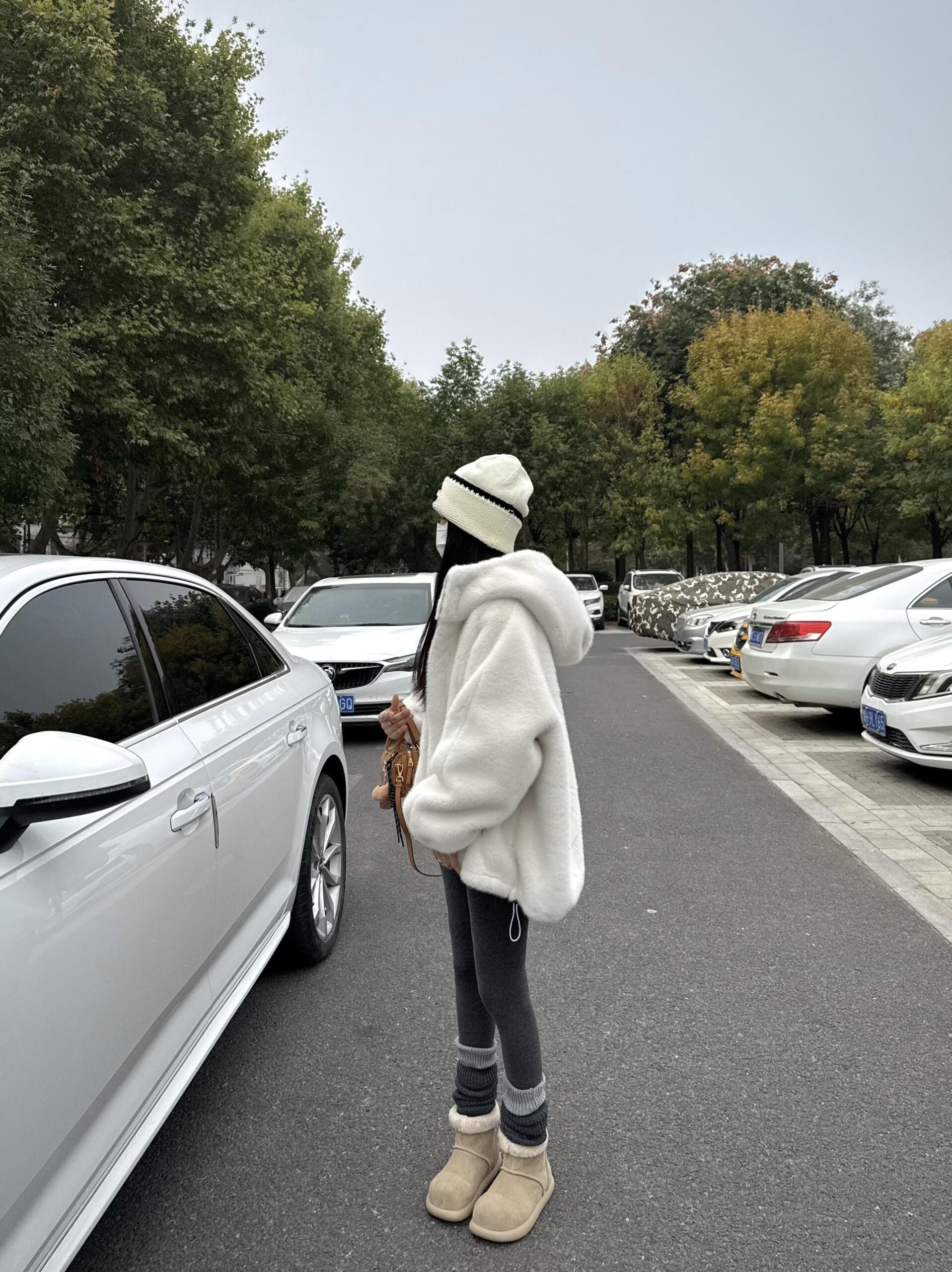 White Winter Plush Hooded Jacket