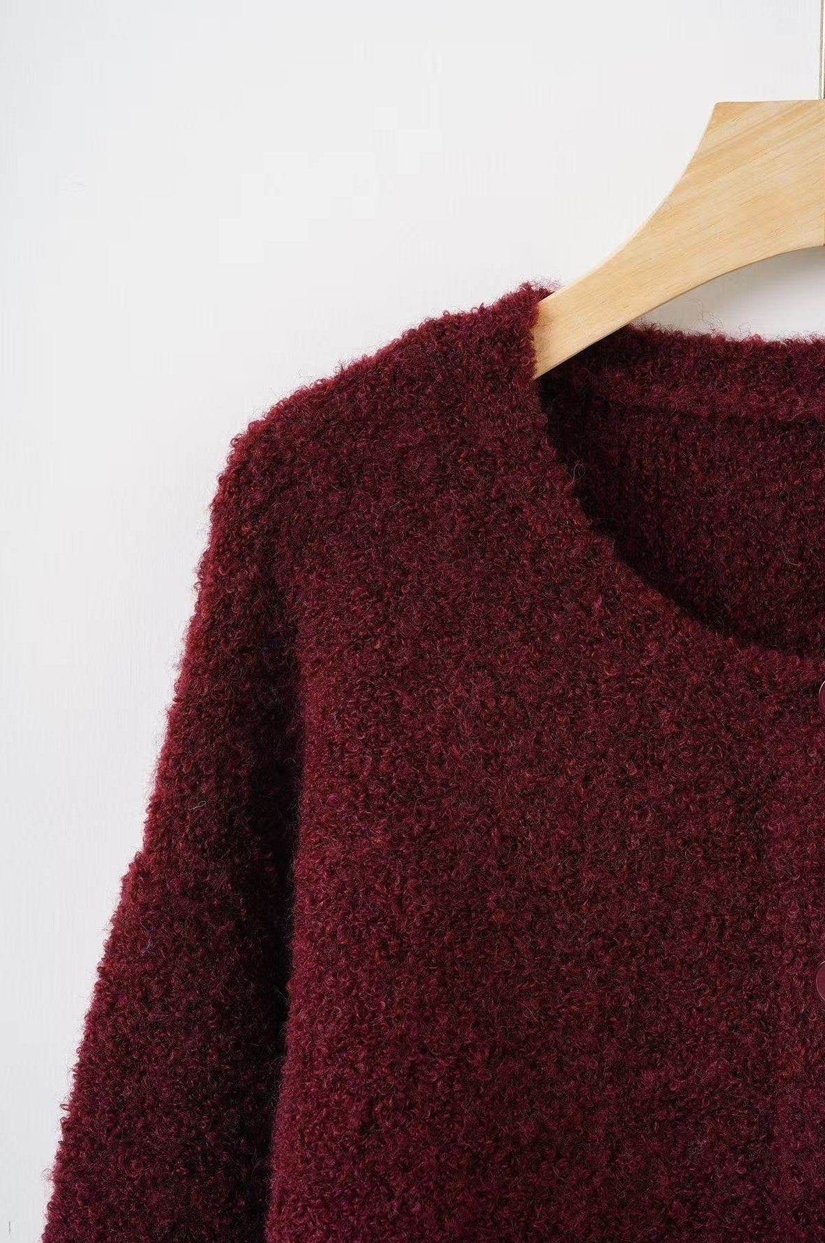 Wine Red Classic Button-Down Cardigan