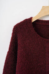 Wine Red Classic Button-Down Cardigan