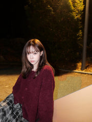 Wine Red Classic Button-Down Cardigan