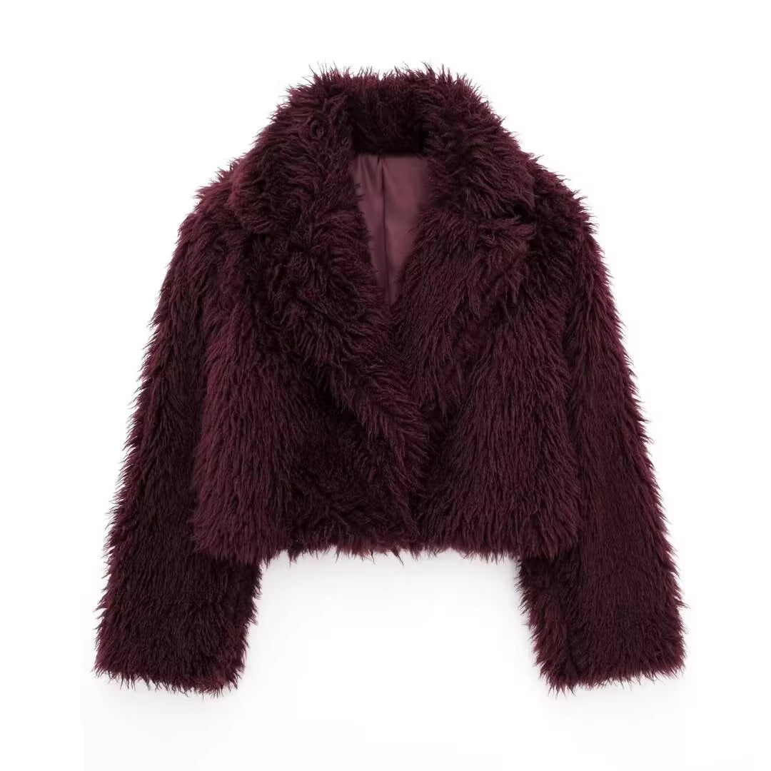 Wine Red Fur Jacket