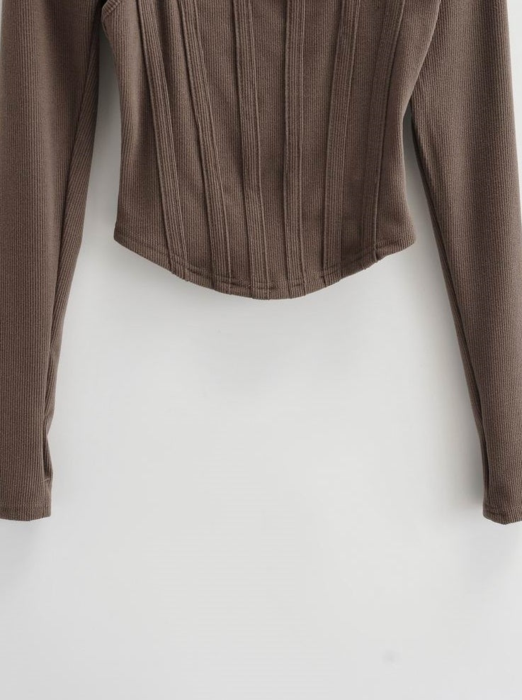 Brown Tank Top And Short Cardigan Set