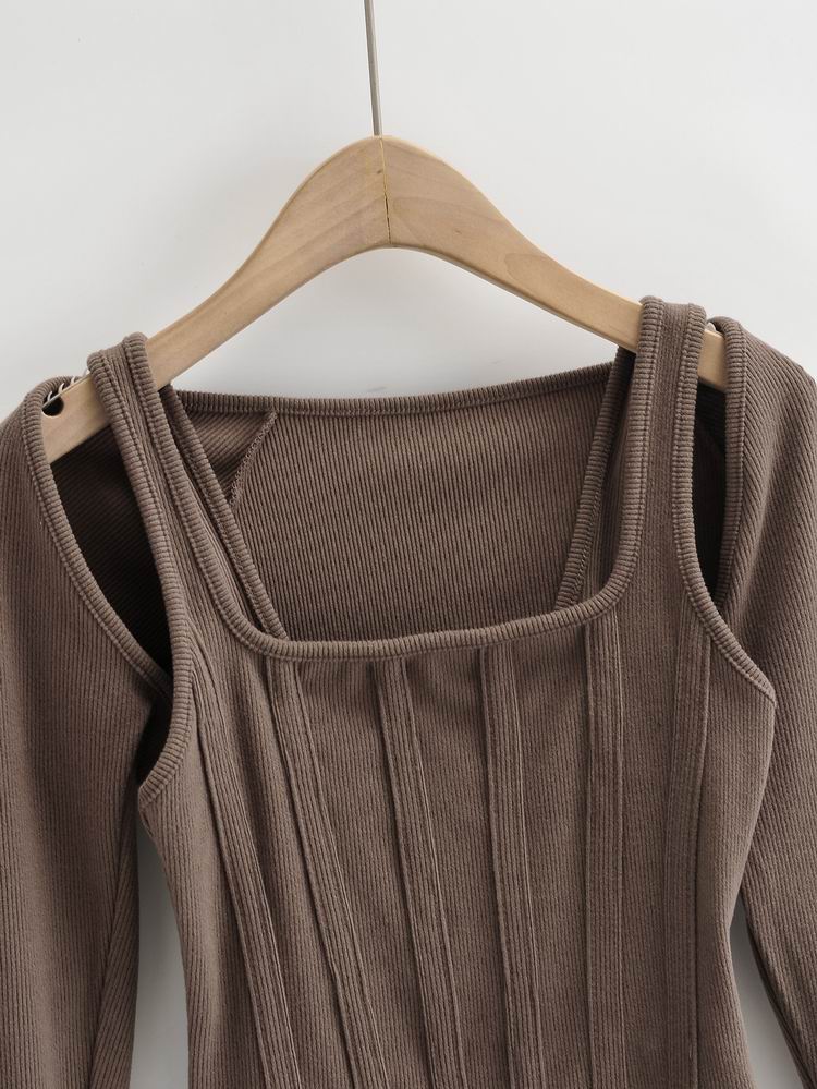 Brown Tank Top And Short Cardigan Set
