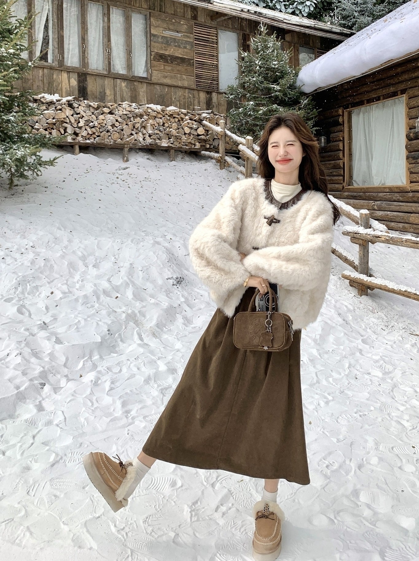 Winter Fashion Faux Fur Trimmed Puffer Coat