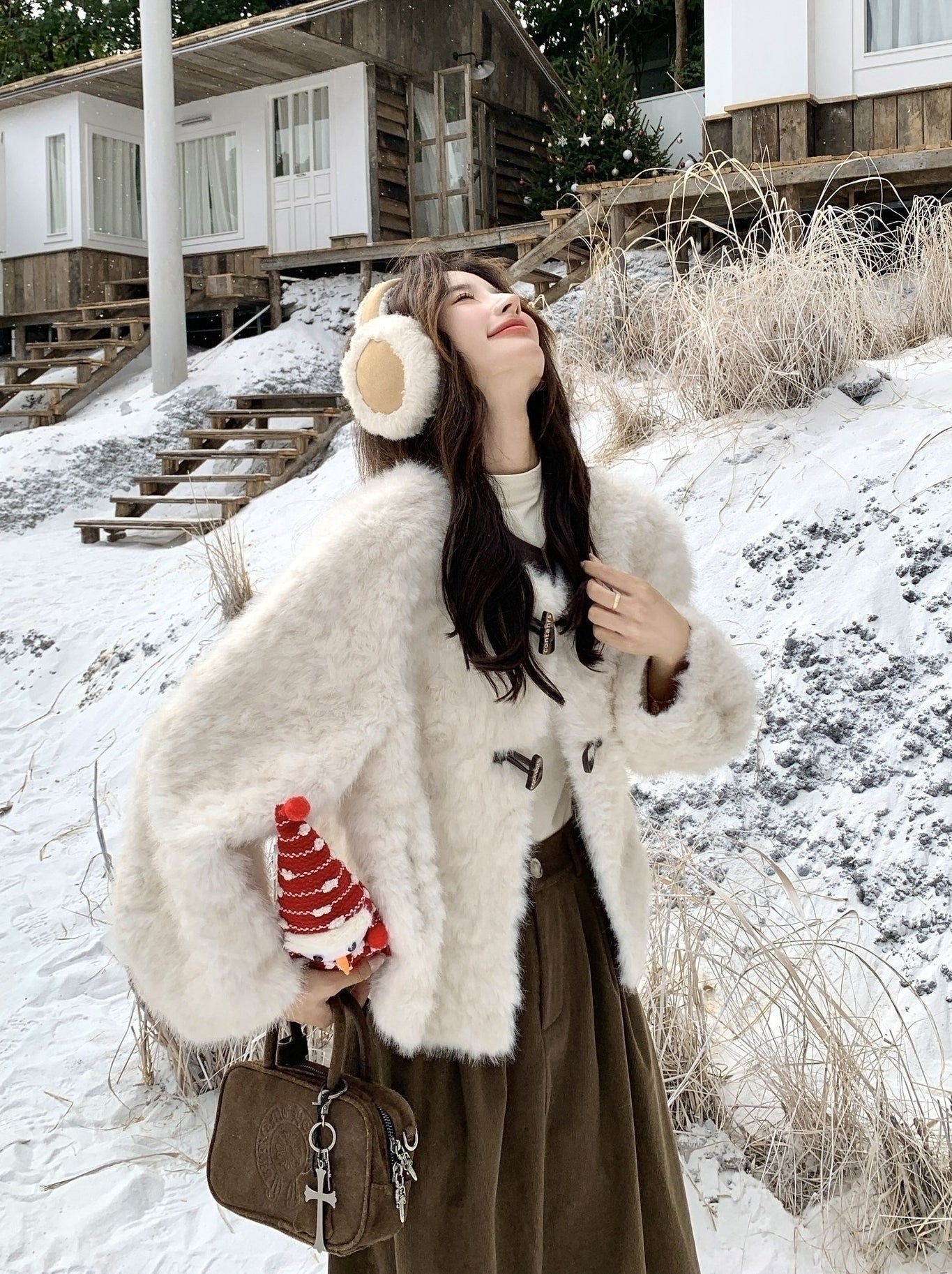 Winter Fashion Faux Fur Trimmed Puffer Coat