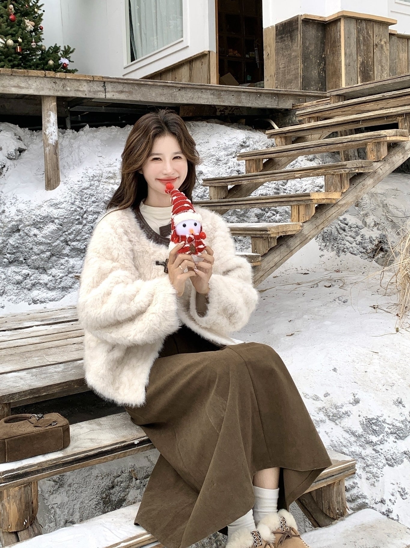 Winter Fashion Faux Fur Trimmed Puffer Coat