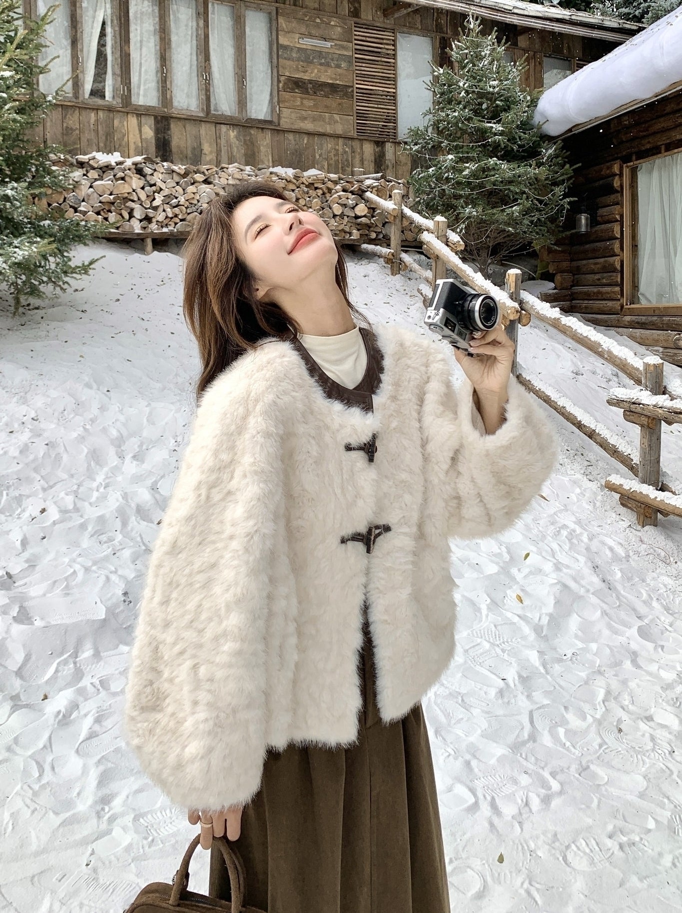 Winter Fashion Faux Fur Trimmed Puffer Coat