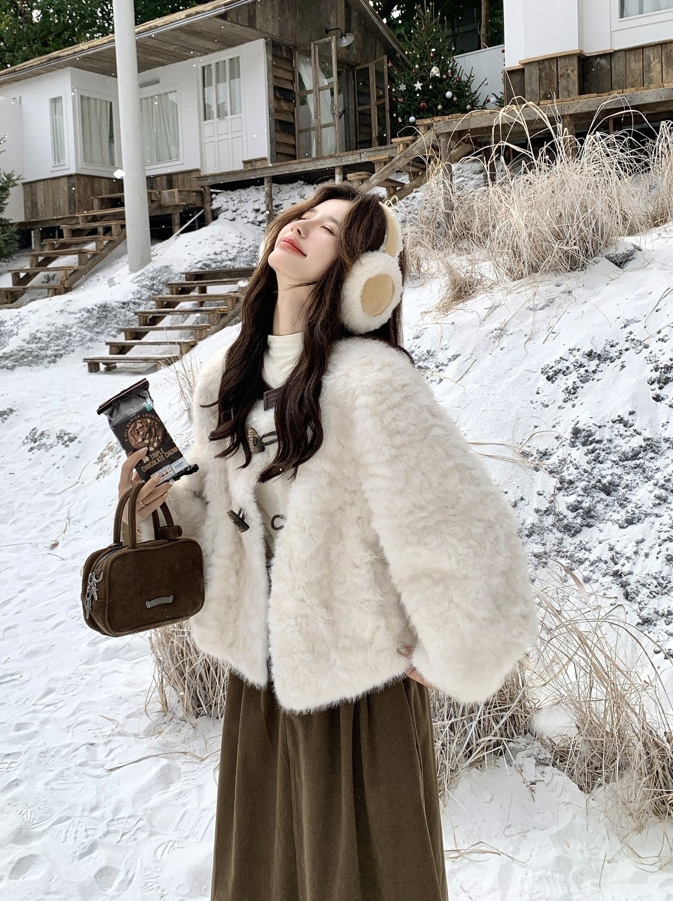 Winter Fashion Faux Fur Trimmed Puffer Coat