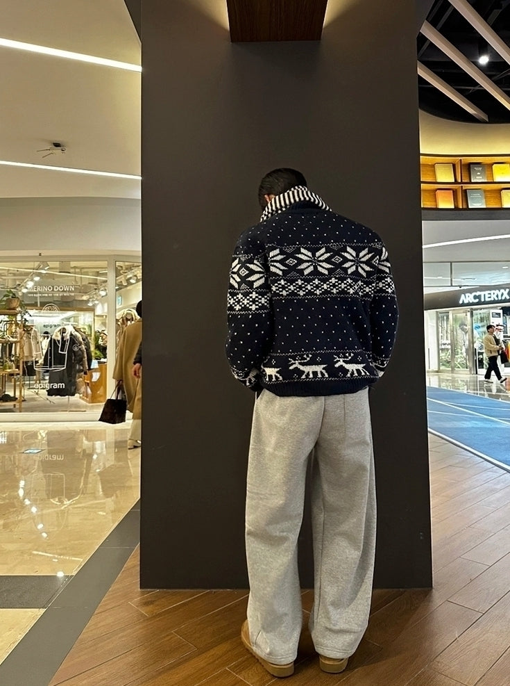 Winter Loose Double Zipper Knit Cardigan