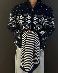 Winter Loose Double Zipper Knit Cardigan