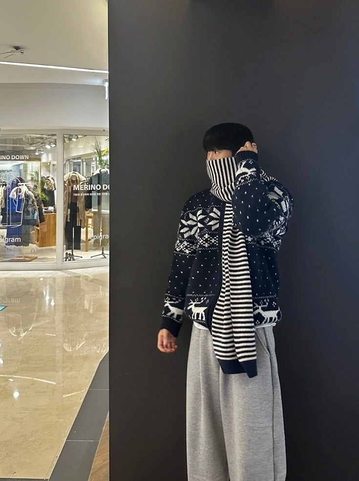 Winter Loose Double Zipper Knit Cardigan