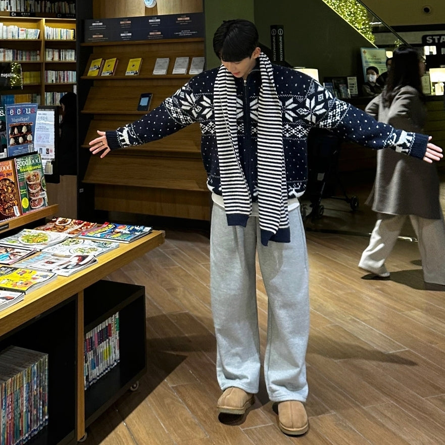 Winter Loose Double Zipper Knit Cardigan