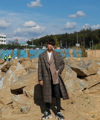 Winter Plaid Oversized Long Trench Coat