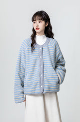 Winter Reversible Striped Fleece Coat