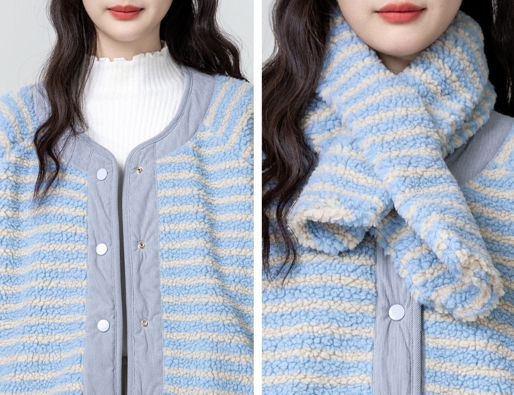Winter Reversible Striped Fleece Coat