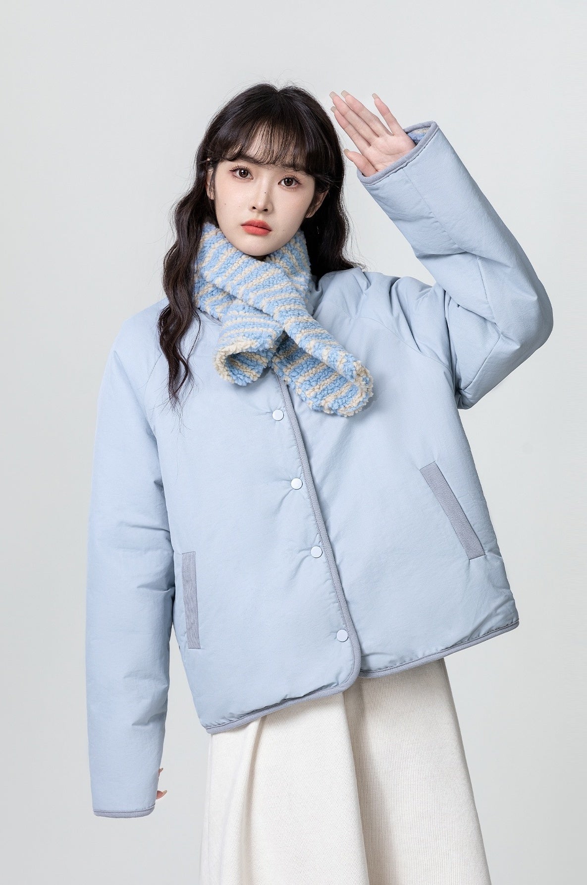 Winter Reversible Striped Fleece Coat