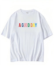 White 'A Good Day' Printed T-Shirt