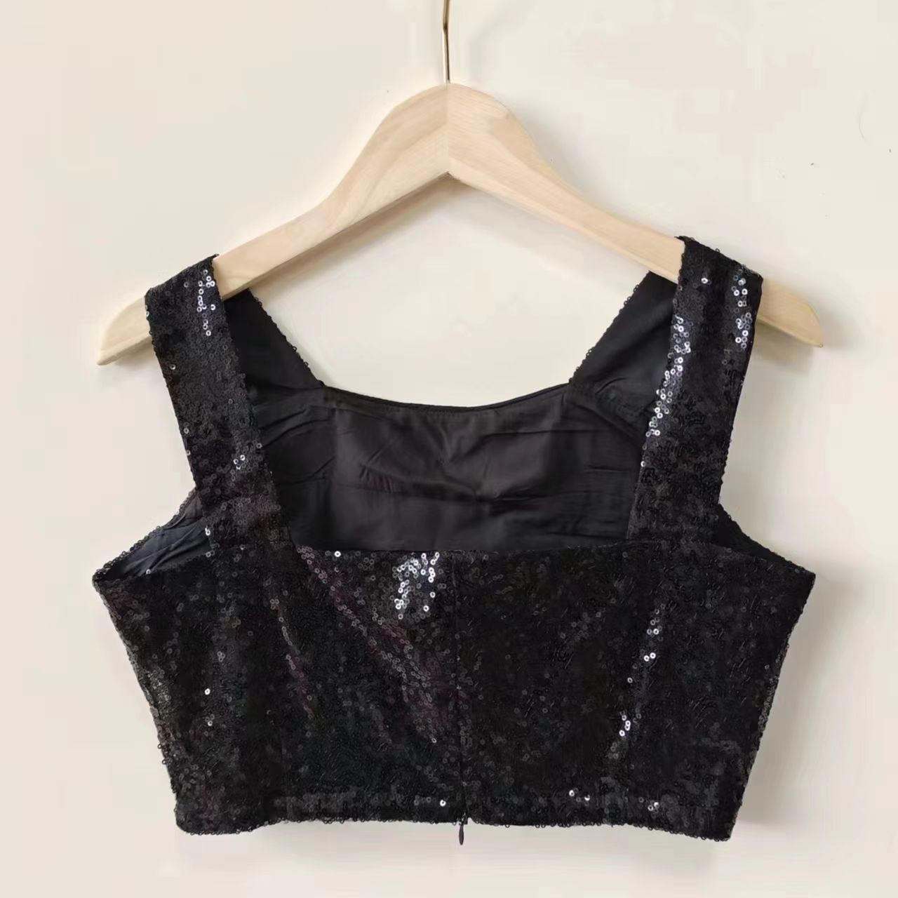 Black Shiny Crop Top