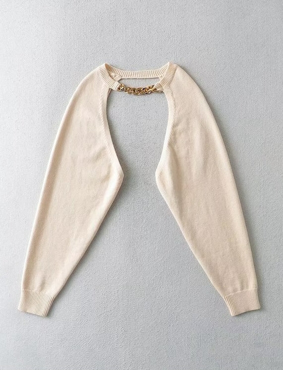 Beige Chain Bolero Sweater