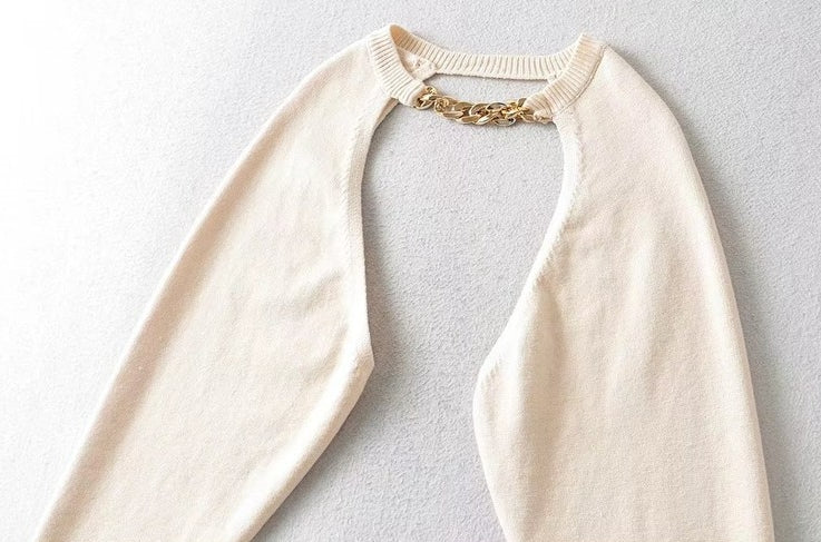 Beige Chain Bolero Sweater