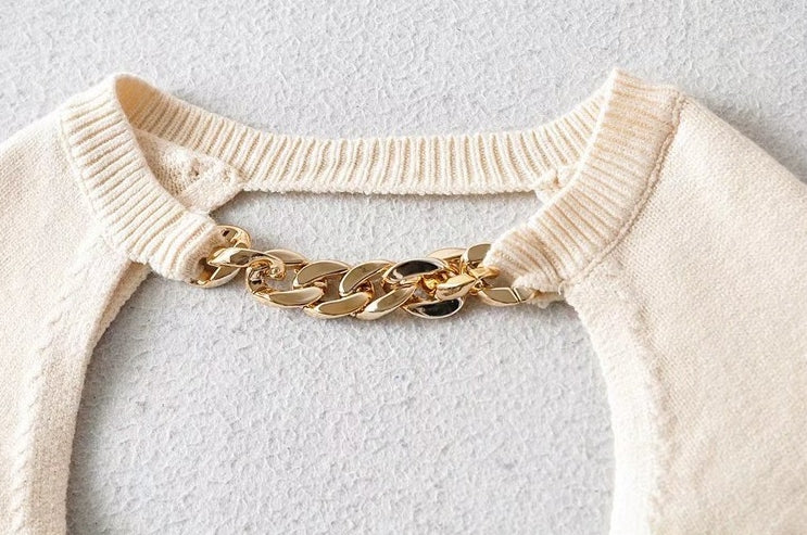 Beige Chain Bolero Sweater